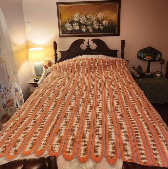 Vintage Handmade Crochet Blanket - Picture 2 of 11